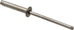 RivetKing - Size 48 Dome Head Stainless Steel Open End Blind Rivet - Stainless Steel Mandrel, 0.376" to 1/2" Grip, 1/4" Head Diam, 0.129" to 0.133" Hole Diam, 0.65" Length Under Head, 1/8" Body Diam - All Tool & Supply