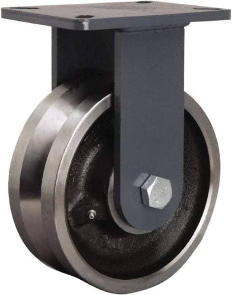 Hamilton - 8" Diam x 3" Wide, Forged Steel Rigid Caster - 4,000 Lb Capacity, Top Plate Mount, 5-1/4" x 7-1/4" Plate, Tapered Roller Bearing - All Tool & Supply