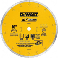 DeWALT - 10" Diam, 5/8" Arbor Hole Diam, Wet & Dry Cut Saw Blade - Diamond-Tipped, Standard Round Arbor - All Tool & Supply