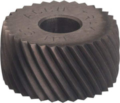 Made in USA - 3/4" Diam, 70° Tooth Angle, 50 TPI, Convex, Form Type Cobalt Left-Hand Diagonal Knurl Wheel - 3/8" Face Width, 1/4" Hole, Circular Pitch, Ferritic Nitrocarburizing Finish, Series KPV - Exact Industrial Supply