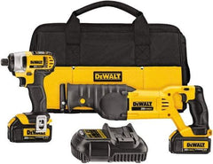 DeWALT - 2 Piece 20 Volt Cordless Tool Combination Kit - Includes 1/4" Impact Driver, Reciprocating Saw, Fast Charger, Contractor Bag & Belt Hook, Lithium-Ion - All Tool & Supply