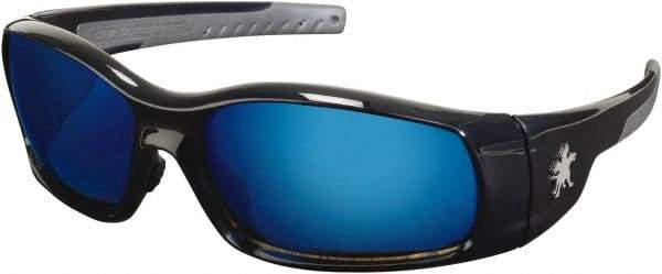 MCR Safety - Blue Mirror Lenses, Framed Safety Glasses - Scratch Resistant, Size Universal, Wrap Around - All Tool & Supply