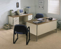 Hon - Plastic Laminated Top Left Return Desk - Mahogany/Charcoal - All Tool & Supply