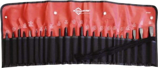 Mayhew - 24 Piece Punch & Chisel Set - 1/4 to 3/4" Chisel, 3/32 to 1/2" Punch, Hex Shank - All Tool & Supply