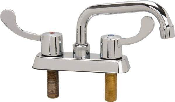 B&K Mueller - Standard, Two Handle Design, Chrome, Deck Mount, Laundry Faucet - 6 Inch Spout, Wrist Blade Handle - All Tool & Supply