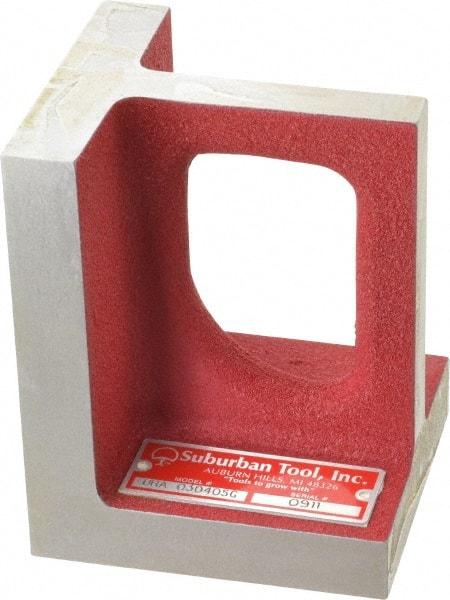 Suburban Tool - 1 Hole, 5" High x 3-3/4" Wide x 4" Deep, Right Angle Iron - Cast Iron, Precision Ground, 3/4" Thick, Parallel to within 0.00025" per 6", Square to within 0.0005" per 6" - All Tool & Supply