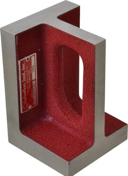 Suburban Tool - 1 Hole, 6" High x 4" Wide x 4" Deep, Right Angle Iron - Cast Iron, Precision Ground, 7/8" Thick, Parallel to within 0.00025" per 6", Square to within 0.0005" per 6" - All Tool & Supply