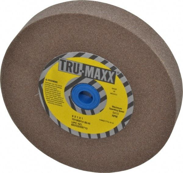 Tru-Maxx - 80 Grit Aluminum Oxide Bench & Pedestal Grinding Wheel - 6" Diam x 1" Hole x 1" Thick, 5410 Max RPM, O Hardness, Medium Grade , Vitrified Bond - All Tool & Supply