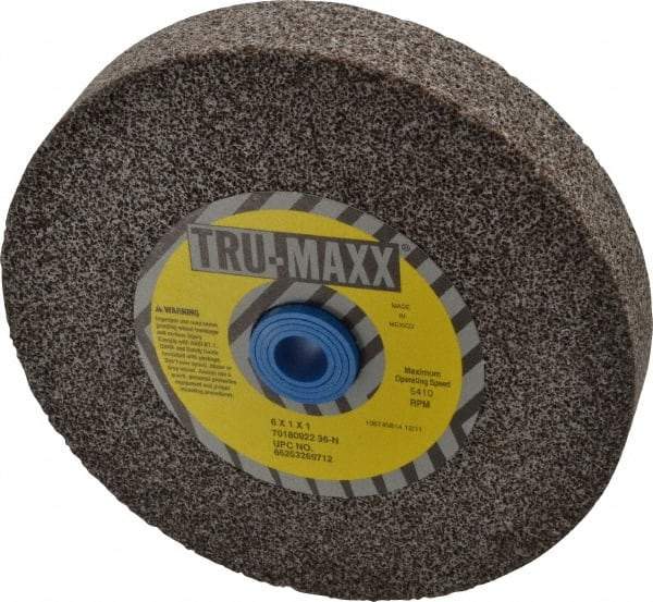 Tru-Maxx - 36 Grit Aluminum Oxide Bench & Pedestal Grinding Wheel - 6" Diam x 1" Hole x 1" Thick, 5410 Max RPM, O Hardness, Very Coarse Grade , Vitrified Bond - All Tool & Supply