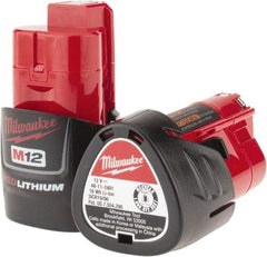 Milwaukee Tool - 12 Volt Lithium-Ion Power Tool Battery - 1.5 Ahr Capacity, 1/2 hr Charge Time, Series M12 RED - All Tool & Supply