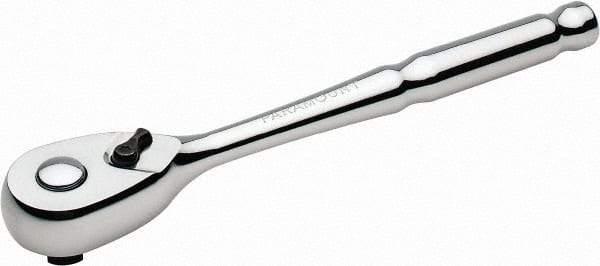 Paramount - 3/8" Drive Pear Head Quick-Release Ratchet - Chrome Finish, 8" OAL, 72 Gear Teeth - All Tool & Supply