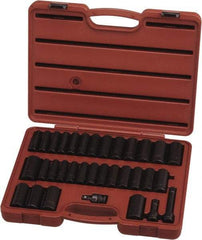 Paramount - 33 Piece 1/2" Drive Standard Deep Impact Socket Set - 6 Points, 3/8 to 1-1/4", 10 to 27mm, Inch/Metric Measurement Standard - All Tool & Supply