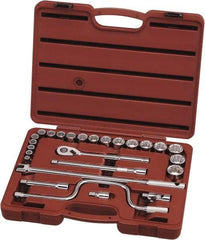 Paramount - 26 Piece 1/2" Drive Chrome Vanadium Finish Socket Set - 12 Points, 3/8" to 1-1/4" Range, Inch Measurement Standard - All Tool & Supply