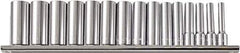 Paramount - 15 Piece 1/2" Drive Chrome Vanadium Finish Deep Well Socket Set - 12 Points, 3/8" to 1-1/4" Range, Inch Measurement Standard - All Tool & Supply