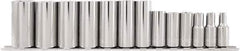 Paramount - 13 Piece 3/8" Drive Chrome Vanadium Finish Deep Well Socket Set - 6 Points, 1/4" to 1" Range, Inch Measurement Standard - All Tool & Supply