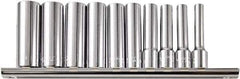 Paramount - 10 Piece 1/4" Drive Chrome Vanadium Finish Deep Well Socket Set - 6 Points, 3/16" to 9/16" Range, Inch Measurement Standard - All Tool & Supply