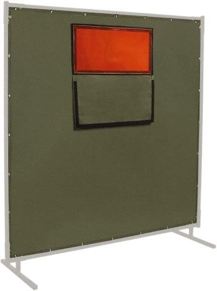 Steiner - 6' High x 8' Wide x 0.012" Thick Cotton Duck & Vinyl Welding Curtain - Olive & Orange, Grommet - All Tool & Supply