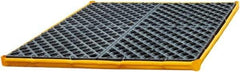 UltraTech - 55 Gal Sump, 2,400 Lb Capacity, 4 Drum, Polyethylene Spill Deck or Pallet - 48" Long x 48" Wide x 7" High, Yellow and Black, Drain Included, Low Profile, 2 x 2 Drum Configuration - All Tool & Supply