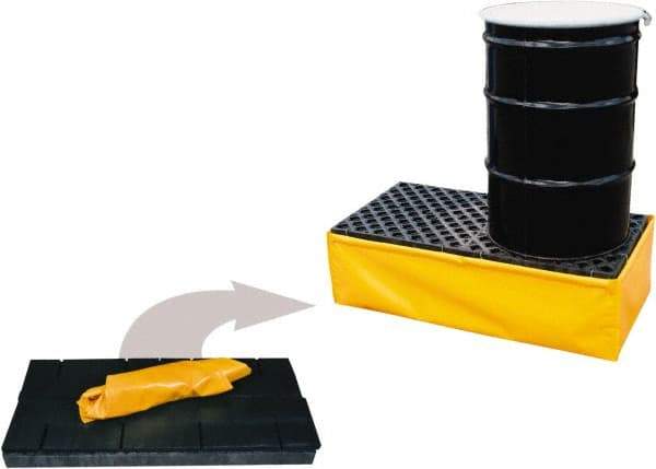 UltraTech - 11 Gal Sump, 3,000 Lb Capacity, 2 Drum, Polyethylene Spill Deck or Pallet - 48" Long x 24" Wide x 2-1/2" High, Yellow and Black, Low Profile, Inline Drum Configuration - All Tool & Supply