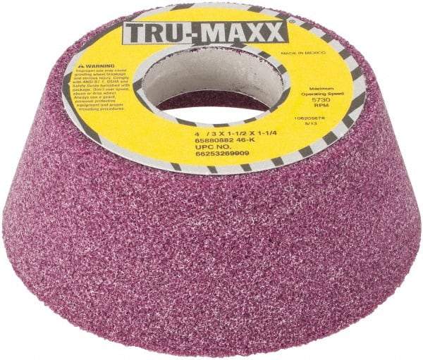 Tru-Maxx - 4" Diam x 1-1/4" Hole x 1-1/2" Thick, K Hardness, 46 Grit Surface Grinding Wheel - Aluminum Oxide, Type 11, Coarse Grade, Vitrified Bond, No Recess - All Tool & Supply