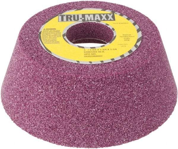 Tru-Maxx - 5" Diam x 1-1/4" Hole x 1-3/4" Thick, K Hardness, 46 Grit Surface Grinding Wheel - Aluminum Oxide, Type 11, Coarse Grade, Vitrified Bond, No Recess - All Tool & Supply