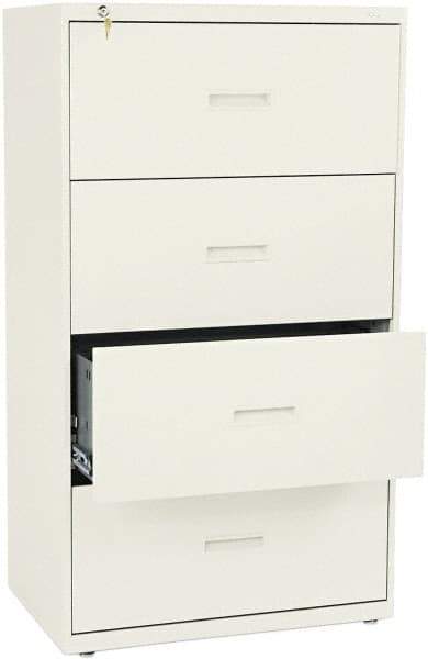 Basyx - 30" Wide x 53-1/4" High x 19-1/4" Deep, 4 Drawer Lateral File - Steel, Putty - All Tool & Supply