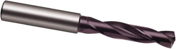 Guhring - 3/4" 140° Spiral Flute Solid Carbide Screw Machine Drill Bit - FIREX Finish, Right Hand Cut, 79mm Flute Length, 131mm OAL, SU Point, Straight Shank, Through Coolant - All Tool & Supply