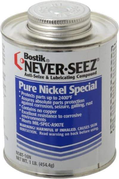 Bostik - 1 Lb Can Extreme Pressure, High Temperature Anti-Seize Lubricant - Nickel, -297 to 2,400°F, Silver Colored, Water Resistant - All Tool & Supply