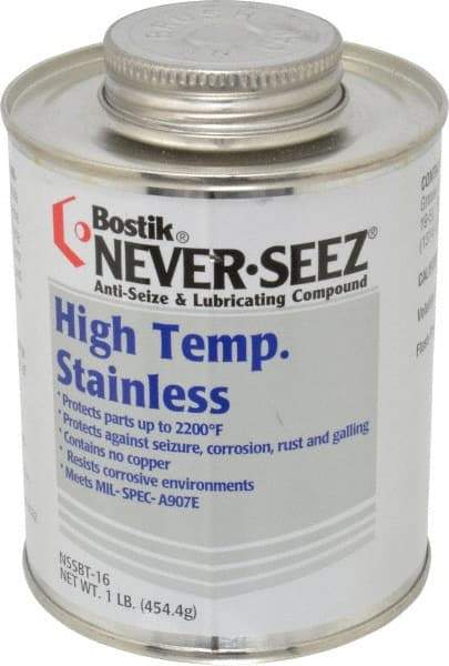 Bostik - 1 Lb Can High Temperature Anti-Seize Lubricant - Stainless Steel, -297 to 2,200°F, Silver Gray, Water Resistant - All Tool & Supply