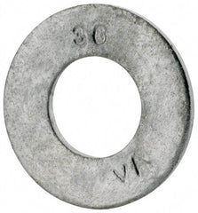 Value Collection - 3/8" Screw, Grade SAE 1035-1050 Steel Standard Flat Washer - 0.401" ID x 13/16" OD, 0.08" Thick, Galvanized Finish - All Tool & Supply