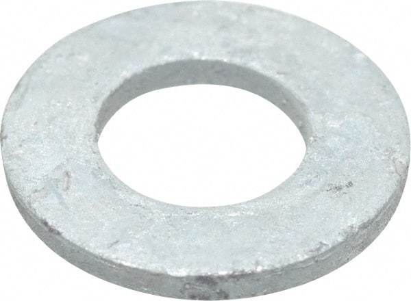 Value Collection - 1/2" Screw, Grade SAE 1035-1050 Steel Standard Flat Washer - 17/32" ID x 1-1/16" OD, 0.177" Thick, Galvanized Finish - All Tool & Supply