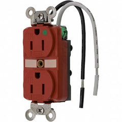 Hubbell Wiring Device-Kellems - 125V 15A NEMA 5-15R Hospital Grade Red Straight Blade Duplex Receptacle - All Tool & Supply