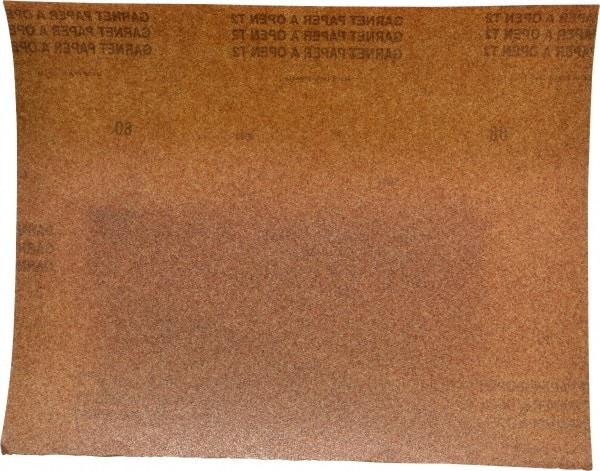 Norton - 80 Grit, Garnet Sanding Sheet - 11" Long x 9" Wide, Medium Grade, A Weighted Paper Backing - All Tool & Supply