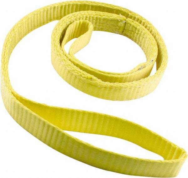 Erickson Manufacturing - 4' Long x 1" Wide, 2,400 Lb Vertical Capacity, 2 Ply, Polyester Web Sling - 1,920 Lb Choker Capacity, Yellow - All Tool & Supply