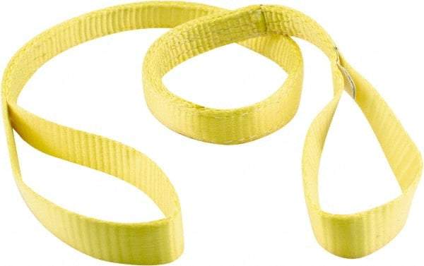 Erickson Manufacturing - 4' Long x 1" Wide, 1,200 Lb Vertical Capacity, 1 Ply, Polyester Web Sling - 960 Lb Choker Capacity, Yellow - All Tool & Supply