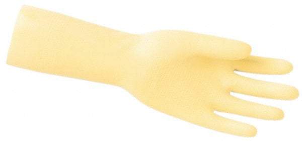 MCR Safety - Size L (9.5), 12" Long, 18 mil Thick, Latex Chemical Resistant Gloves - Textured Finish, Gauntlet Scalloped Cuff, Cream, FDA Approved - All Tool & Supply