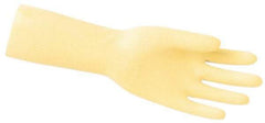 MCR Safety - Size L (9.5), 12" Long, 18 mil Thick, Latex Chemical Resistant Gloves - Textured Finish, Gauntlet Scalloped Cuff, Cream, FDA Approved - All Tool & Supply