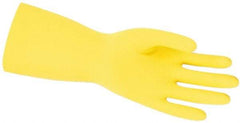 MCR Safety - Size L (9.5), 12" Long, 18 mil Thick, Supported, Latex Chemical Resistant Gloves - Textured Finish, Cotton Lined, Gauntlet Scalloped Cuff, Yellow, FDA Approved - All Tool & Supply