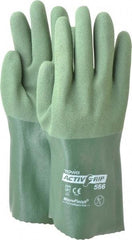 PIP - Size L (9), 12" Long, Supported, Nitrile Chemical Resistant Gloves - Textured Finish, Cotton Lined, Safety Cuff, ANSI Abrasion Level 4, ANSI Cut Level 0, ANSI Puncture Level 1, Green - All Tool & Supply