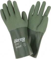 PIP - Size S (7), 12" Long, Supported, Nitrile Chemical Resistant Gloves - Textured Finish, Cotton Lined, Safety Cuff, ANSI Abrasion Level 4, ANSI Cut Level 0, ANSI Puncture Level 1, Green - All Tool & Supply