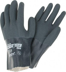 PIP - Size M (8) Nitrile Coated Cotton General Protection Work Gloves - For General Purpose, Fully Coated, Safety Cuff, Full Fingered, Gray, Paired - All Tool & Supply