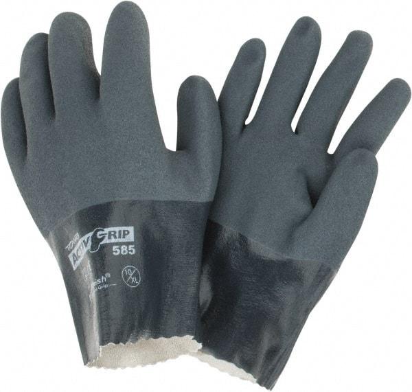 PIP - Size XL (10) Nitrile Coated Cotton General Protection Work Gloves - For General Purpose, Fully Coated, Safety Cuff, Full Fingered, Gray, Paired - All Tool & Supply