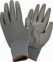 PRO-SAFE - Size L (9) Polyurethane Coated Nylon General Protection Work Gloves - For General Purpose, Palm & Fingers Coated, Knit Wrist Cuff, Full Fingered, Gray, Paired - All Tool & Supply