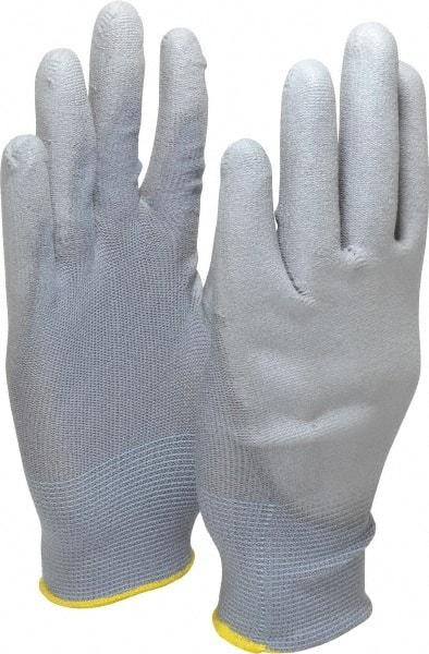 PRO-SAFE - Size M (8) Polyurethane Coated Nylon General Protection Work Gloves - For General Purpose, Palm & Fingers Coated, Knit Wrist Cuff, Full Fingered, Gray, Paired - All Tool & Supply