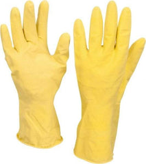 PRO-SAFE - Size L (9), 12" Long, 16 mil Thick, Latex Chemical Resistant Gloves - Textured Finish, Cotton Lined, Rolled Cuff, ANSI Abrasion Level 1, ANSI Cut Level 0, ANSI Puncture Level 0, Yellow, FDA Approved - All Tool & Supply