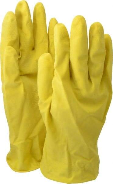 PRO-SAFE - Size XL (10), 12" Long, 16 mil Thick, Latex Chemical Resistant Gloves - Textured Finish, Cotton Lined, Rolled Cuff, ANSI Abrasion Level 1, ANSI Cut Level 0, ANSI Puncture Level 0, Yellow, FDA Approved - All Tool & Supply