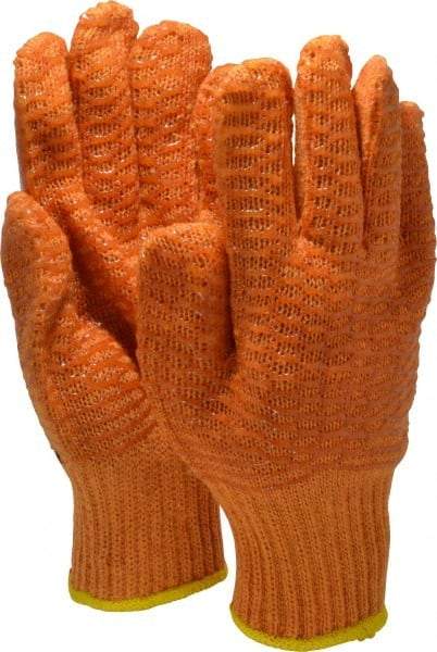 PRO-SAFE - Size M (8) PVC Coated Polyester General Protection Work Gloves - For General Purpose, Fully Coated, Knit Wrist Cuff, Full Fingered, Orange, Paired - All Tool & Supply