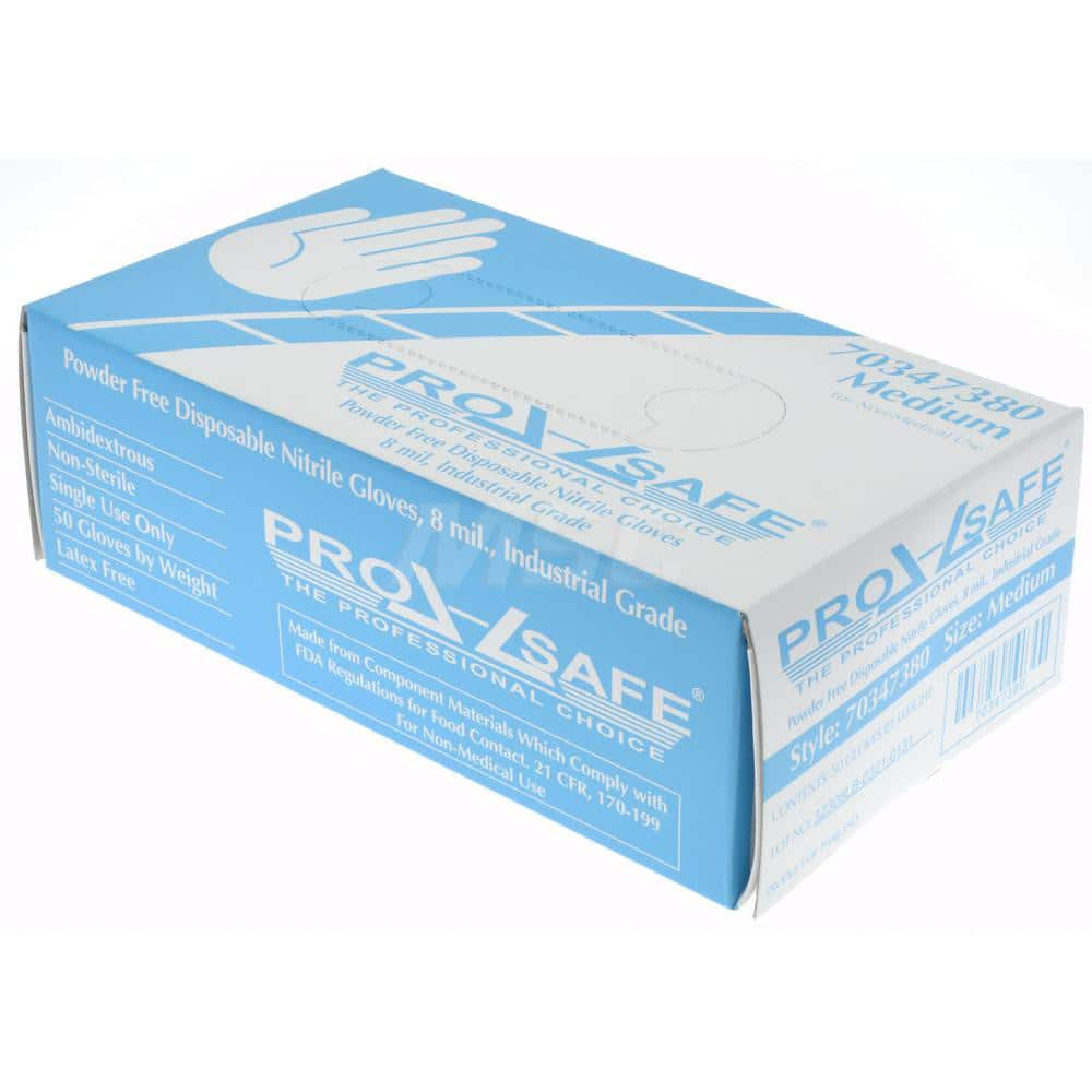 PRO-SAFE - 50 Piece Pack, Size M, 8 mil, Industrial Grade, Powder Free Nitrile Disposable Gloves - Exact Industrial Supply