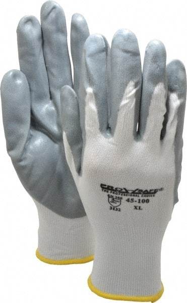 PRO-SAFE - Size XL (10) Nitrile Coated Nylon General Protection Work Gloves - For General Purpose, Palm & Fingers Coated, Knit Wrist Cuff, Full Fingered, Gray/White, Paired - All Tool & Supply