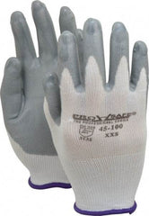 PRO-SAFE - Size 2XS (5) Nitrile Coated Nylon General Protection Work Gloves - For General Purpose, Palm & Fingers Coated, Knit Wrist Cuff, Full Fingered, Gray/White, Paired - All Tool & Supply